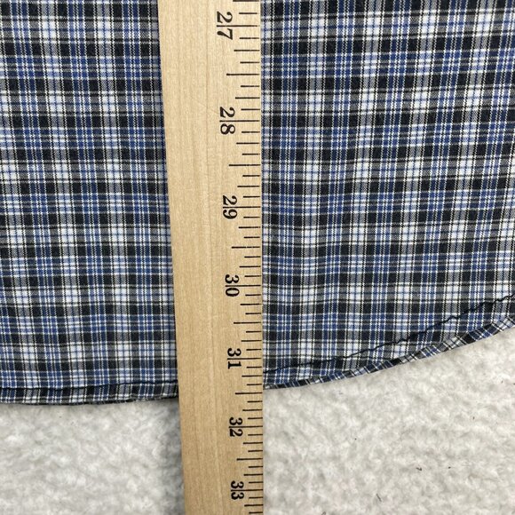 Eddie Bauer Shirt Mens Sz XL Blue Plaid Classic Fit Heavyweight Cotton Blend - Picture 4 of 8